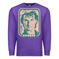 Purple patrick swayze retro 80s fan aesthetic design Premium Sweatshirt - PixelWave
