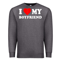 Charcoal Heather I Love My Boyfriend T-Shirt Premium Sweatshirt - PixelWave