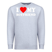 Heather Grey I Love My Boyfriend T-Shirt Premium Sweatshirt - PixelWave