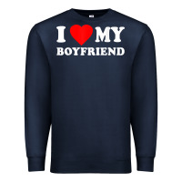Navy I Love My Boyfriend T-Shirt Premium Sweatshirt - PixelWave