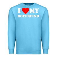 Ocean Blue I Love My Boyfriend T-Shirt Premium Sweatshirt - PixelWave