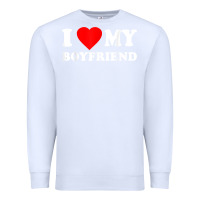 White I Love My Boyfriend T-Shirt Premium Sweatshirt - PixelWave