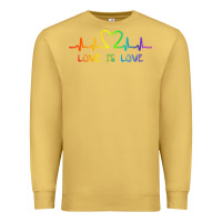 Antique Gold LGBT Love Rainbow Heartbeat Premium Sweatshirt - PixelWave