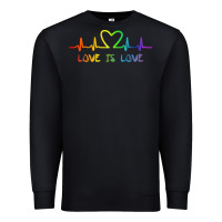 Black LGBT Love Rainbow Heartbeat Premium Sweatshirt - PixelWave