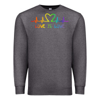 Charcoal Heather LGBT Love Rainbow Heartbeat Premium Sweatshirt - PixelWave