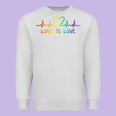 Lgbt Love Rainbow Heartbeat Premium Sweatshirt Designed By Pixelwave