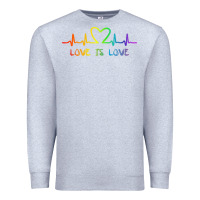 Heather Grey LGBT Love Rainbow Heartbeat Premium Sweatshirt - PixelWave