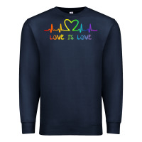 Navy LGBT Love Rainbow Heartbeat Premium Sweatshirt - PixelWave