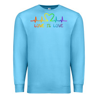 Ocean Blue LGBT Love Rainbow Heartbeat Premium Sweatshirt - PixelWave