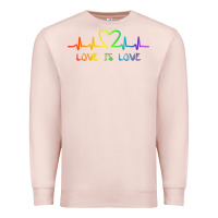 Pale Pink LGBT Love Rainbow Heartbeat Premium Sweatshirt - PixelWave