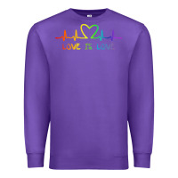 Purple LGBT Love Rainbow Heartbeat Premium Sweatshirt - PixelWave