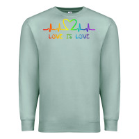 Seafoam LGBT Love Rainbow Heartbeat Premium Sweatshirt - PixelWave