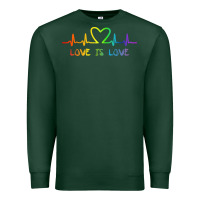 Sports Green LGBT Love Rainbow Heartbeat Premium Sweatshirt - PixelWave