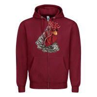 Burgundy dominique rooster head Zipper Hoodie - LillyAllenDesigns