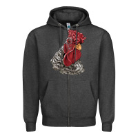 Charcoal Heather dominique rooster head Zipper Hoodie - LillyAllenDesigns