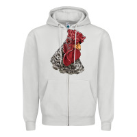Dove Grey dominique rooster head Zipper Hoodie - LillyAllenDesigns