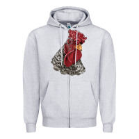 Heather Grey dominique rooster head Zipper Hoodie - LillyAllenDesigns