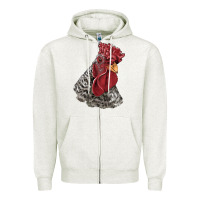 Oatmeal Heather dominique rooster head Zipper Hoodie - LillyAllenDesigns