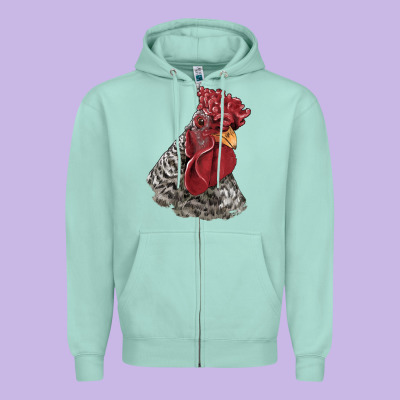 Dominique Rooster Head Zipper Hoodie Designed By Lillyallendesigns