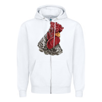 White dominique rooster head Zipper Hoodie - LillyAllenDesigns