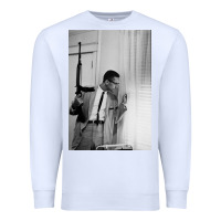 White malcolm x Premium Sweatshirt - Craftify