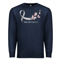 Navy pretty white ribbon support lung cancer awareness t shirt Premium Sweatshirt - Craftify