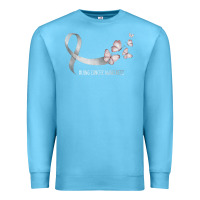 Ocean Blue pretty white ribbon support lung cancer awareness t shirt Premium Sweatshirt - Craftify