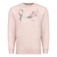 Pale Pink pretty white ribbon support lung cancer awareness t shirt Premium Sweatshirt - Craftify