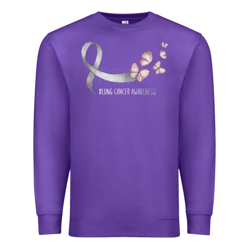 Pretty White Ribbon Support Lung Cancer Awareness T Shirt Premium Sweatshirt by Craftify | Teevron