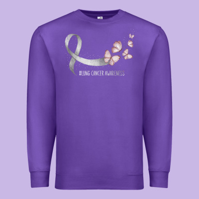 Pretty White Ribbon Support Lung Cancer Awareness T Shirt Premium Sweatshirt Designed By Craftify