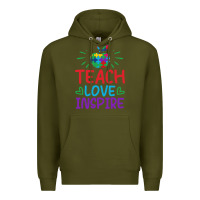 Army Green teach love inspire Premium Hoodie - CowhideDigitalArt