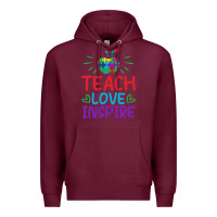 Burgundy teach love inspire Premium Hoodie - CowhideDigitalArt