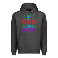 Charcoal Heather teach love inspire Premium Hoodie - CowhideDigitalArt