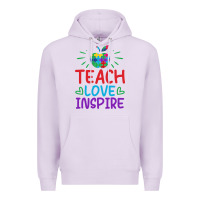 Lilac teach love inspire Premium Hoodie - CowhideDigitalArt