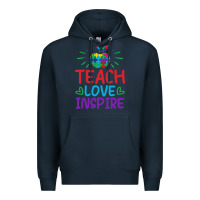 Navy teach love inspire Premium Hoodie - CowhideDigitalArt
