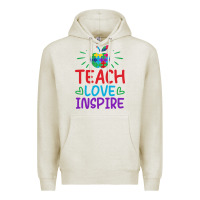 Oatmeal Heather teach love inspire Premium Hoodie - CowhideDigitalArt