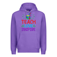 Purple teach love inspire Premium Hoodie - CowhideDigitalArt