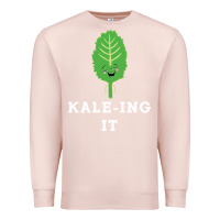 Pale Pink kaleing it kale art for vegans vegetarians Premium Sweatshirt - Craftify