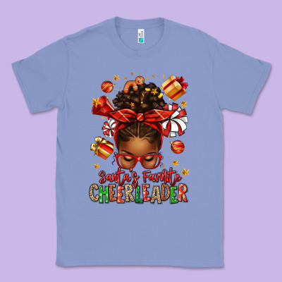 Santa's Favorite Cheerleader Afro Messy Bun Classic Tee Designed By Texasbilliewilder