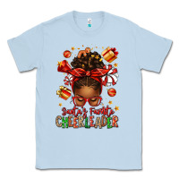 Dusty Blue santa's favorite cheerleader afro messy bun Classic Tee - texasbilliewilder