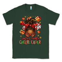 Sports Green santa's favorite cheerleader afro messy bun Classic Tee - texasbilliewilder
