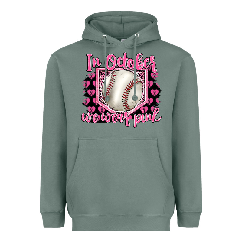 In October We Wear Pink Baseball Heavyweight Hoodie by BarkalooDesign | Teevron