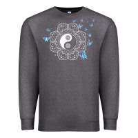 Charcoal Heather yin yang with butterflies ancient chinese yin yang Premium Sweatshirt - Craftify