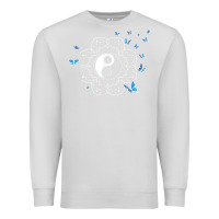 Dove Grey yin yang with butterflies ancient chinese yin yang Premium Sweatshirt - Craftify