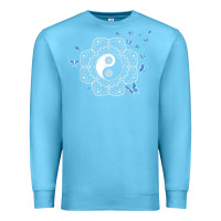 Ocean Blue yin yang with butterflies ancient chinese yin yang Premium Sweatshirt - Craftify