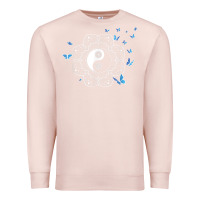 Pale Pink yin yang with butterflies ancient chinese yin yang Premium Sweatshirt - Craftify