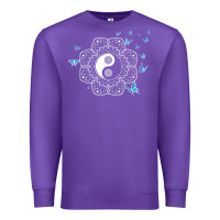 Purple yin yang with butterflies ancient chinese yin yang Premium Sweatshirt - Craftify