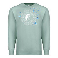 Seafoam yin yang with butterflies ancient chinese yin yang Premium Sweatshirt - Craftify