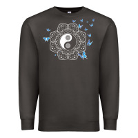 Smoke yin yang with butterflies ancient chinese yin yang Premium Sweatshirt - Craftify