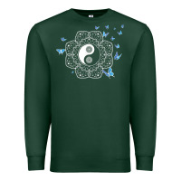 Sports Green yin yang with butterflies ancient chinese yin yang Premium Sweatshirt - Craftify